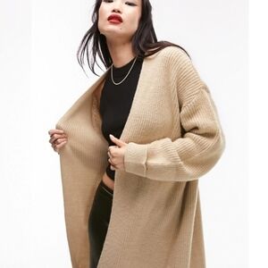 Topshop Beige Open-Front Cardigan